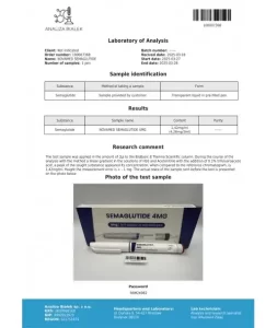 Analysezertifikat Sema G 4 mg PEN Semaglutid, Prüfbericht 100007368