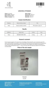 Analysezertifikat Semax 50 mg, Prüfbericht 100010179