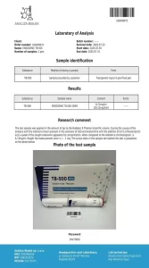 Analysezertifikat TB-500 20 mg PEN, Prüfbericht 100009075