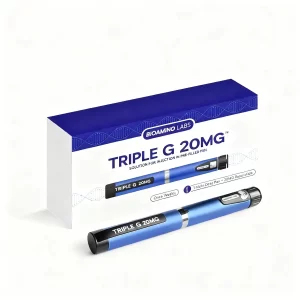 Triple G 20 mg Fertigpen mit Retatrutid und Umkarton von BioAmino Labs